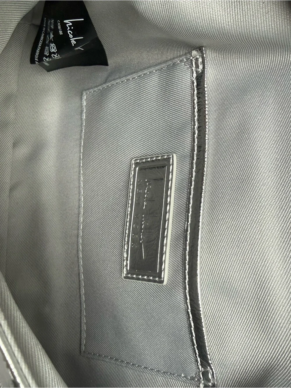 NWT Nicole Miller Metallic Silver Shoulder Bag